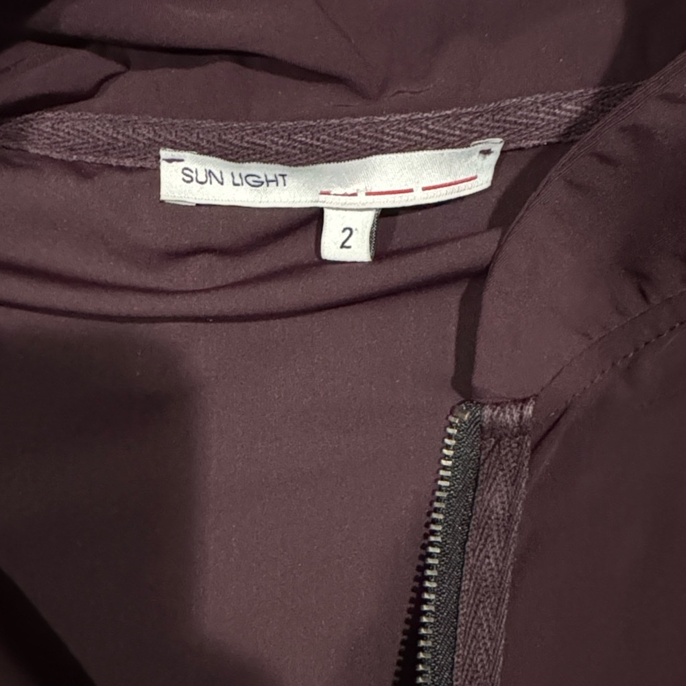 Sun Light Paris sleeveless zipper asymmetrical drape hem burgundy dress - Picture 7 of 8
